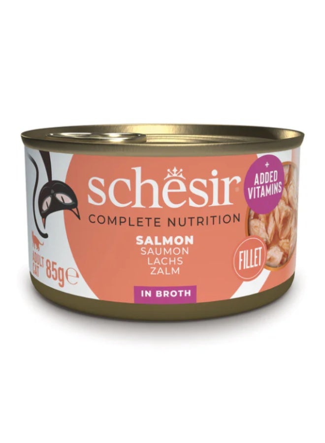 Schesir Complete Nutrition – Salmon Fillet in Broth – Complete & Balanced Wet Cat Food – Added Vitamins – 4 × 85 g - Image 4